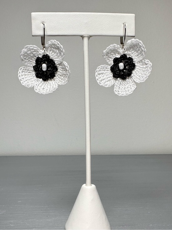 Artisan Jewelry - Handmade Crochet Floral Earrings